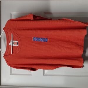 Seven7 women shirt top size 3X orange plus size waffle tee color:persimmon-coral